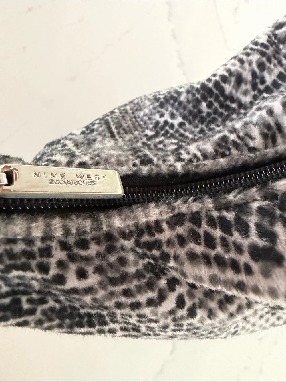 Vintage Late 90’s Y2K Nine West Snake Print Pattern Fuzzy Purse